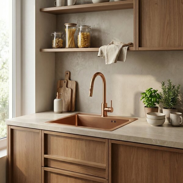 Stainless steel sink Leo 50 BRUSH COPPER