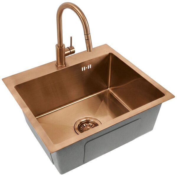 Stainless steel sink Leo 50 BRUSH COPPER