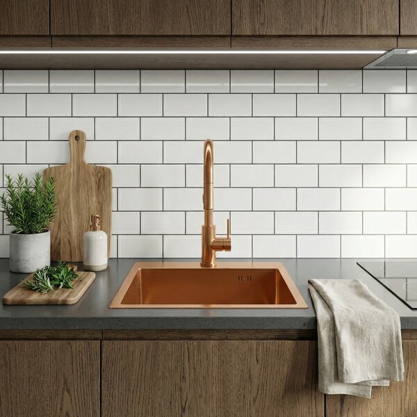 Stainless steel sink Leo 50 BRUSH COPPER