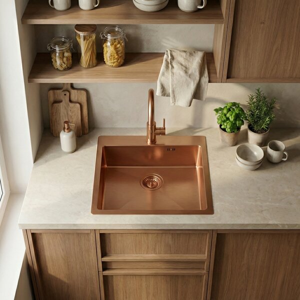 Stainless steel sink Leo 50 BRUSH COPPER