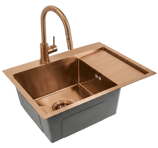 Stainless steel sink Fin BRUSH COPPER