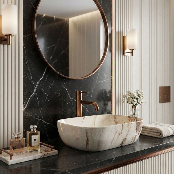 Countertop washbasin Rea Belinda Marrone Shiny