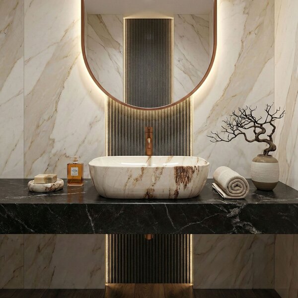 Countertop washbasin Rea Belinda Marrone Shiny