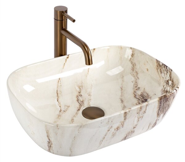 Countertop washbasin Rea Belinda Marrone Shiny