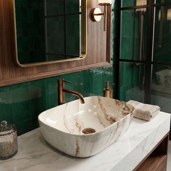 Countertop washbasin Rea Belinda Marrone Shiny