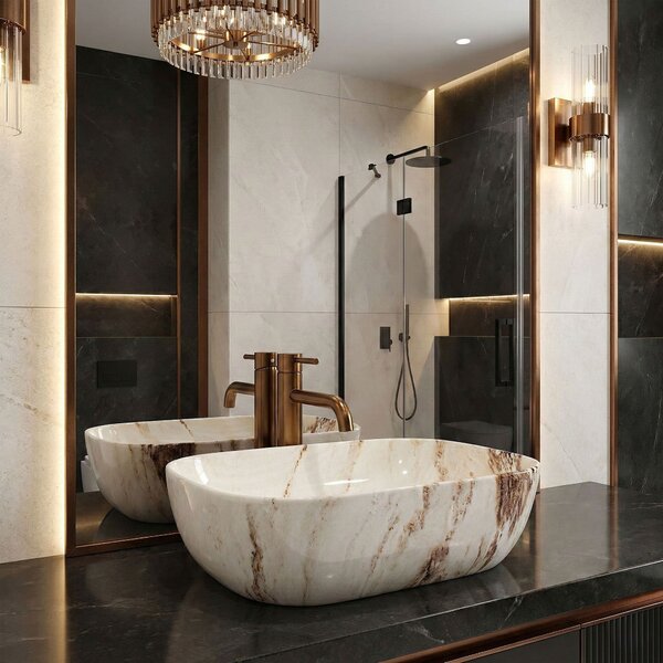 Countertop washbasin Rea Belinda Marrone Shiny
