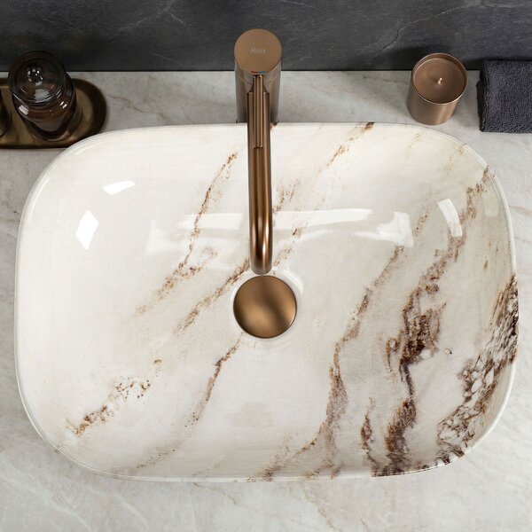 Countertop washbasin Rea Belinda Marrone Shiny