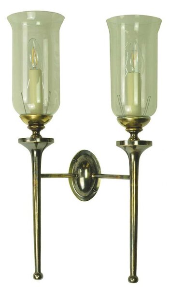 721TG Grosvenor 2 Light Brass Wall Light With Glass - product_finish:Antique