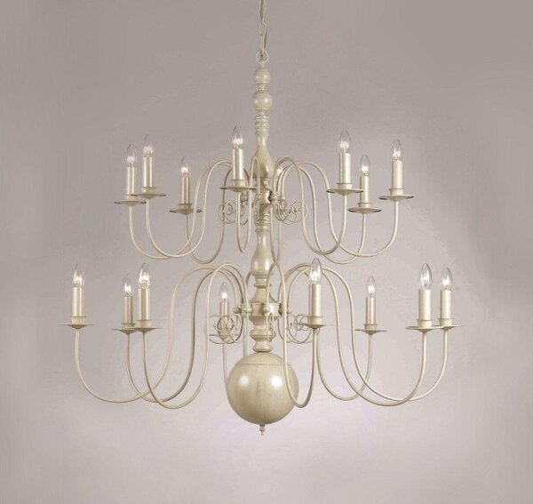 Impex PG05579/16/CRM Bologna 16 Light Cream Chandelier - product_finish:Cream Finish Frame