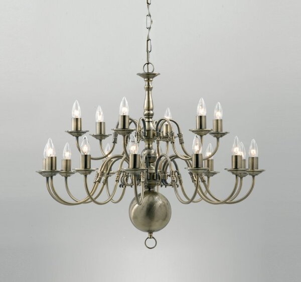 Impex Traditional Flemish Style Large 18 Light 2 Tier Hallway Chandelier - product_finish:Gun Metal Finish Frame