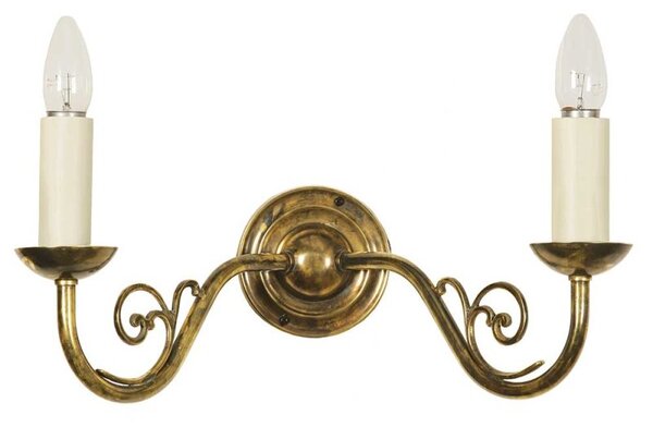 707T Cottage 2 Light Wall Light with Optional Shades - product_finish:Polished Brass-shades:Fitting only (without shade)