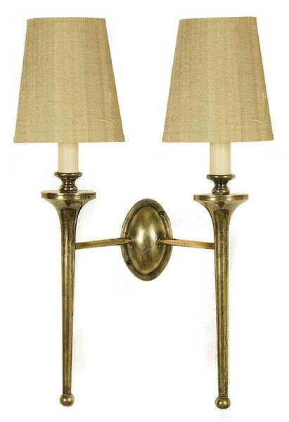 721T Grosvenor 2 Light Brass Wall Light with Optional Shade - product_finish:Light Antique-shades:Fitting only (without shade)