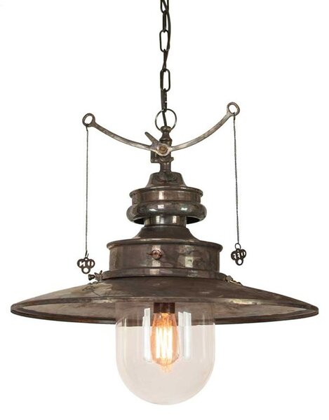 Large Paddington 440L Traditional Solid Copper and Brass Ceiling Pendant - product_details:Clear glass-product_finish:Light Antique