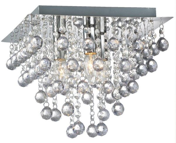 Palazzo 3 Light Square Acrylic Flush Ceiling Chandelier In Polished Chrome