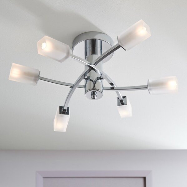 Endon 146-6CH 6 Light Semi-Flush Light In Polished Chrome