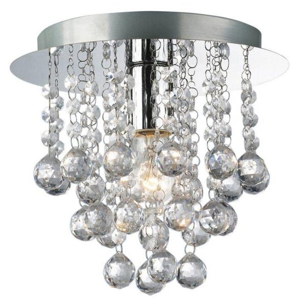 Palazzo 1 Light Round Acrylic Flush Ceiling Chandelier In Polished Chrome