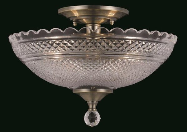 Impex SC911241/B Two Lt Glass Crystal Semi Flush Ceiling Fitting - product_finish:Polished Brass Finish Frame