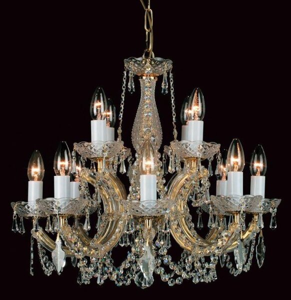 Impex Preciosa 12 Light Marie Therese Crystal Chandelier - product_finish:Gold Finish Frame