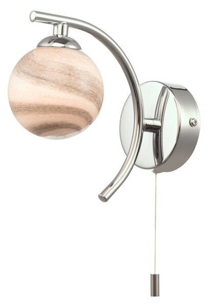 Dar Lighting ATI0750-07 Atiya Wall Light In Polished Chrome With Planet Style Glass