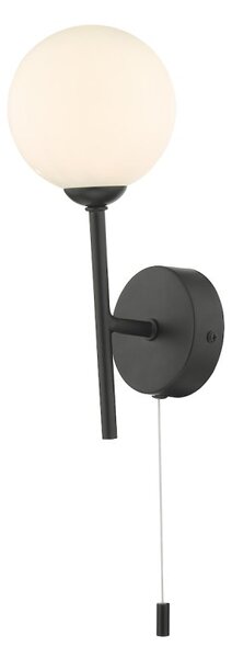 Dar Lighting COH0722-02 Cohen 1 Light Wall Light In Matt Black With Opal Glass
