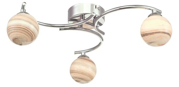 Dar Lighting ATI5350-07 Atiya 3 Light Semi Flush In Polished Chrome With Planet Style Glass