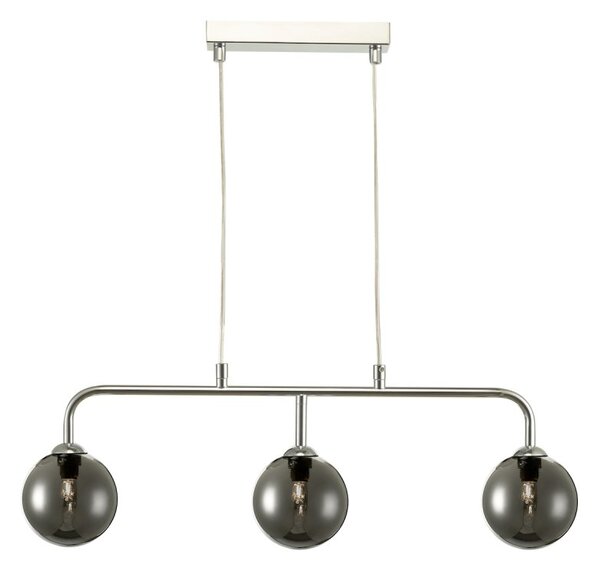 Dar Lighting FEY6250-01 Feya 3 Light Bar Pendant In Polished Chrome With Smoked Glass