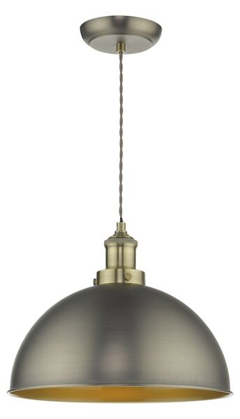 Dar Lighting GOV0161 Governor Ceiling Pendant In Antique Chrome And Antique Brass Finish