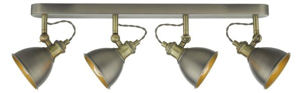 Dar Lighting GOV8461 Governor 4 Light Bar Spotlight In Antique Chrome And Antique Brass