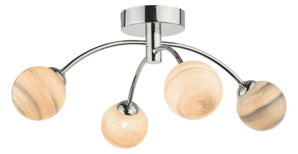 Dar Lighting IZZ0450-07 Izzy 4 Light Semi Flush In Polished Chrome With Swirl Glass