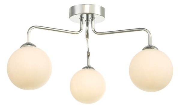 Dar Lighting FEY0350-02 Feya 3 Light Semi Flush Ceiling Light in Polished Chrome With Opal Glass