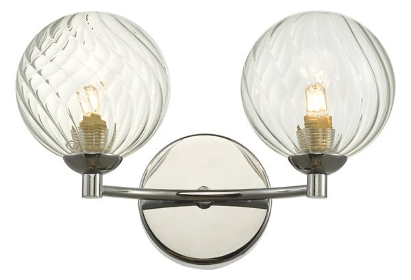 Dar Lighting IZZ0950-03 Izzy 2 Light Wall Light In Polished Chrome With Twisted Glass