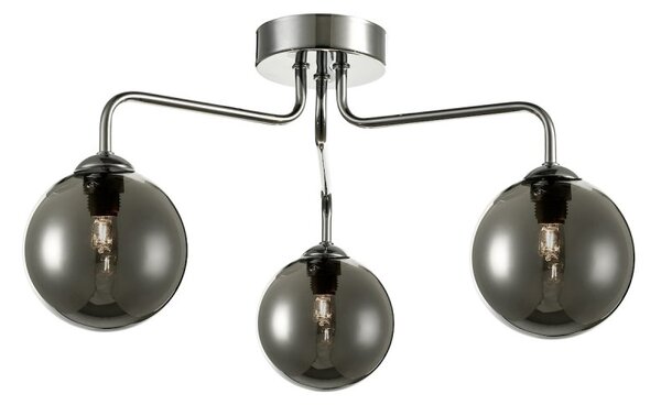 Dar Lighting FEY0350-01 Feya 3 Light Semi Flush In Polished Chrome With Smoked Glass