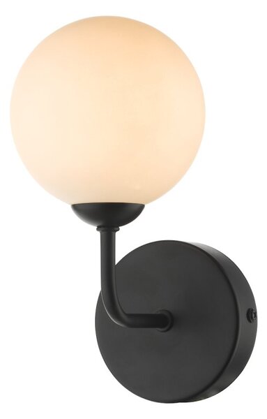 Dar Lighting FEY0722-02 Feya 1 Light Wall Light In Matt Black With Opal Glass