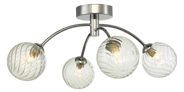 Dar Lighting IZZ0450-03 Izzy 4 Light Semi Flush In Polished Chrome With Twisted Glass