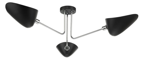 Dar Lighting SEB0322 Sebastian 3 Light Semi Flush Light In Matt Black And Polished Chrome