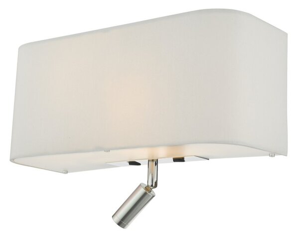 Dar Lighting RON712L Ronda 3 Light Wall Light With Ivory Shade And LED Reading Light
