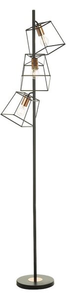 Dar Lighting TOW4922 Tower 3 Light Floor Lamp In Matt Black And Copper Finish