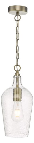 Dar Lighting NID0175 Nida Ceiling Pendant In Antique Brass Finish With Glass Shade