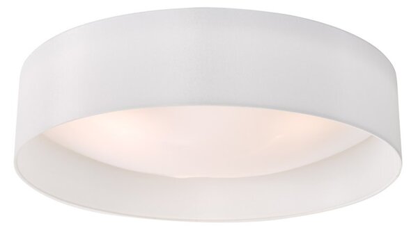 Dar Lighting NYS482 Nysa 3 Light Flush Ceiling Light In White Faux Silk 60cm