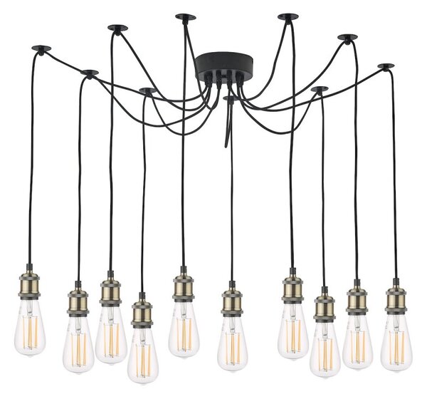 Dar Lighting WAC2375 Waco 10 Light Ceiling Pendant Light In Antique Brass And Matt Black