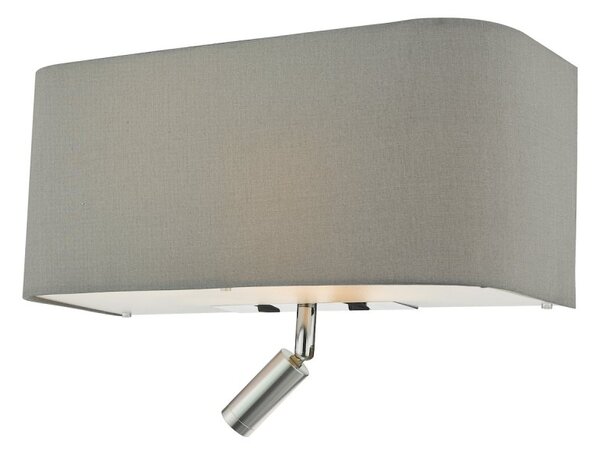 Dar Lighting RON7139L Ronda 3 Light Wall Light With Grey Silk Shade With LED Reading Light