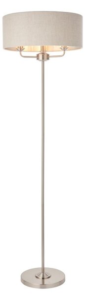 Endon Lighting 94359 Highclere Floor Lamp In Brushed Chrome With Natural Shade