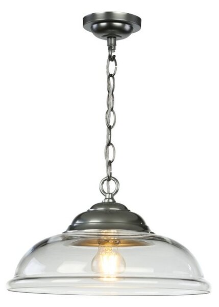 David Hunt Lighting WEB0146C WEBSTER Single Ceiling Pendant Light In Satin Chrome Finish With Clear Glass