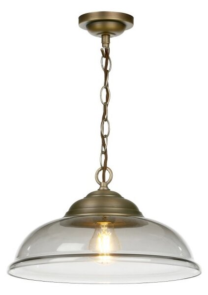 David Hunt Lighting WEB0110 WEBSTER Single Ceiling Pendant Light In Antique Brass With Smoked Glass