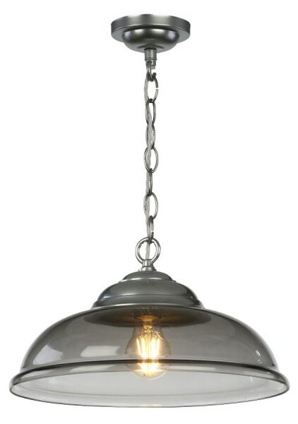 David Hunt Lighting WEB0110C WEBSTER Ceiling Pendant Light In Satin Chrome With Smoked Glass Shade
