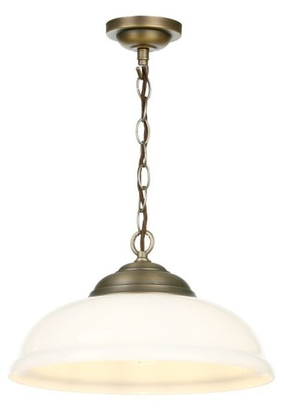 David Hunt Lighting WEB0112 WEBSTER Single Ceiling Pendant Light In Antique Brass With Opal Glass