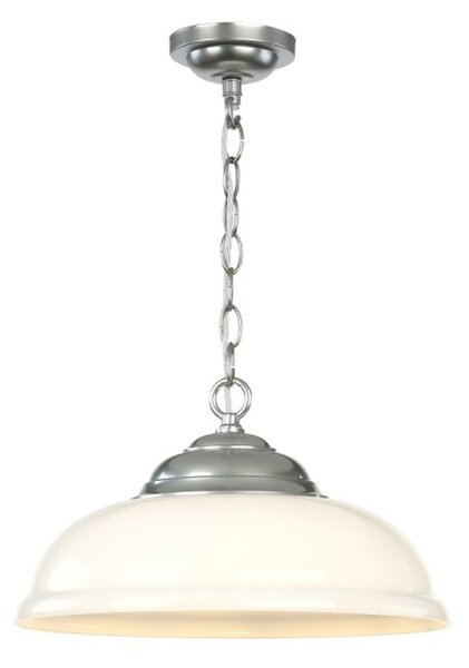 David Hunt Lighting WEB0112C WEBSTER Single Ceiling Pendant Light In Satin Chrome Finish With Opal Shade