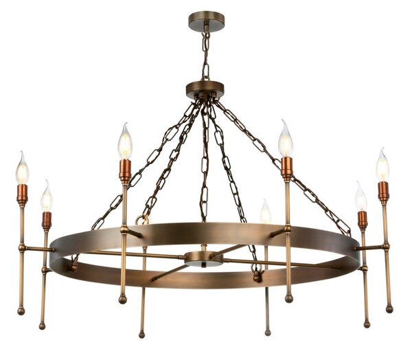 David Hunt Lighting DUR0875 DURRELL 8 Light Ceiling Pendant In Antique Brass Finish