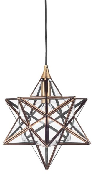 Dar ILA0175 Ilario 1 Light Star Lantern Pendant Light In Antique Brass