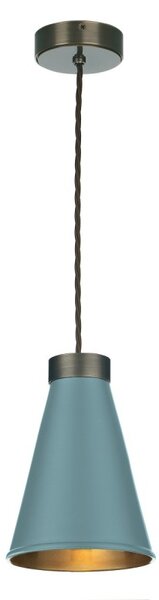 David Hunt Lighting HYDE HYD01 Single Ceiling Pendant In Antique Brass And River Blue Finish
